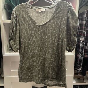 LOFT Olive Green Puff Sleeve Blouse